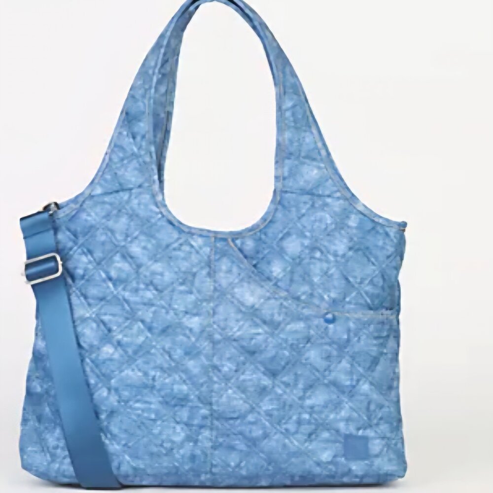 IHKWIP Quilted Denim Everday Multifunction Shopper Tote w/optional Crossbody